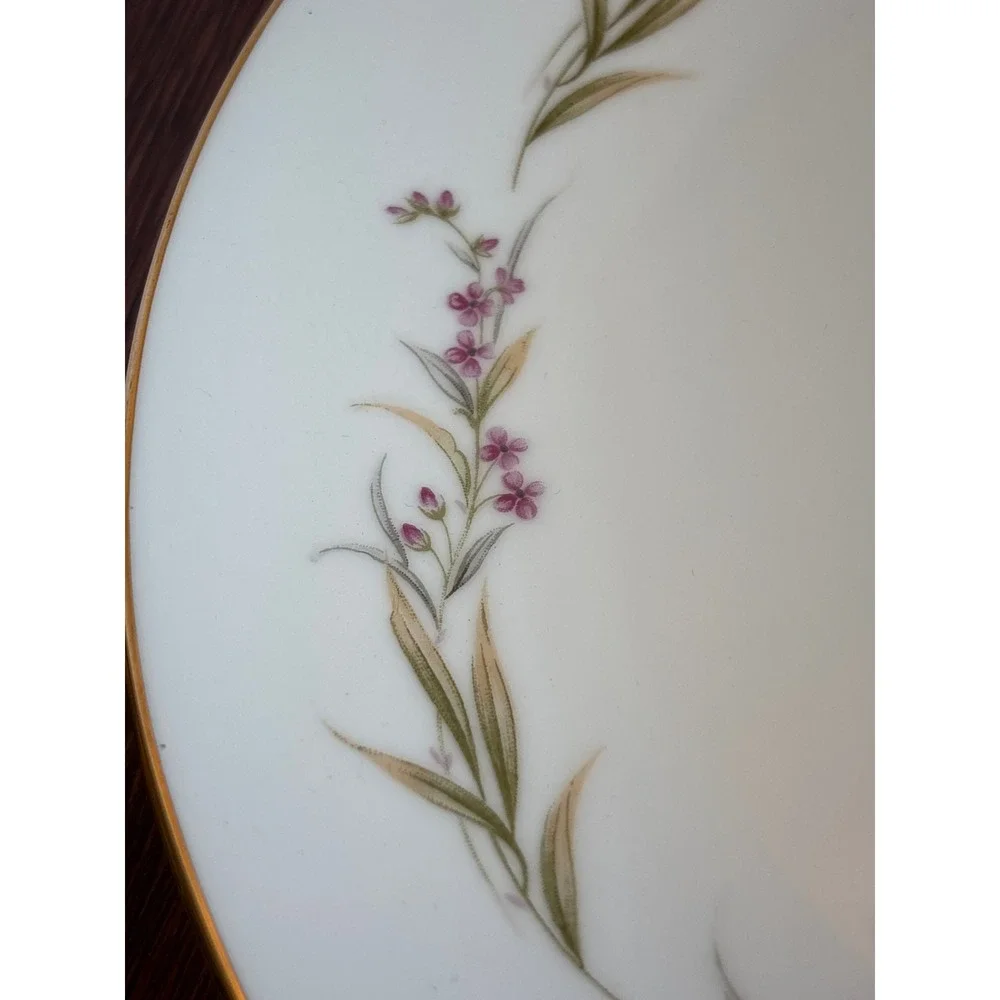 Prestige Fine China Japan Oval Serving Platter Pink Floral Gold Rim 14 Inch